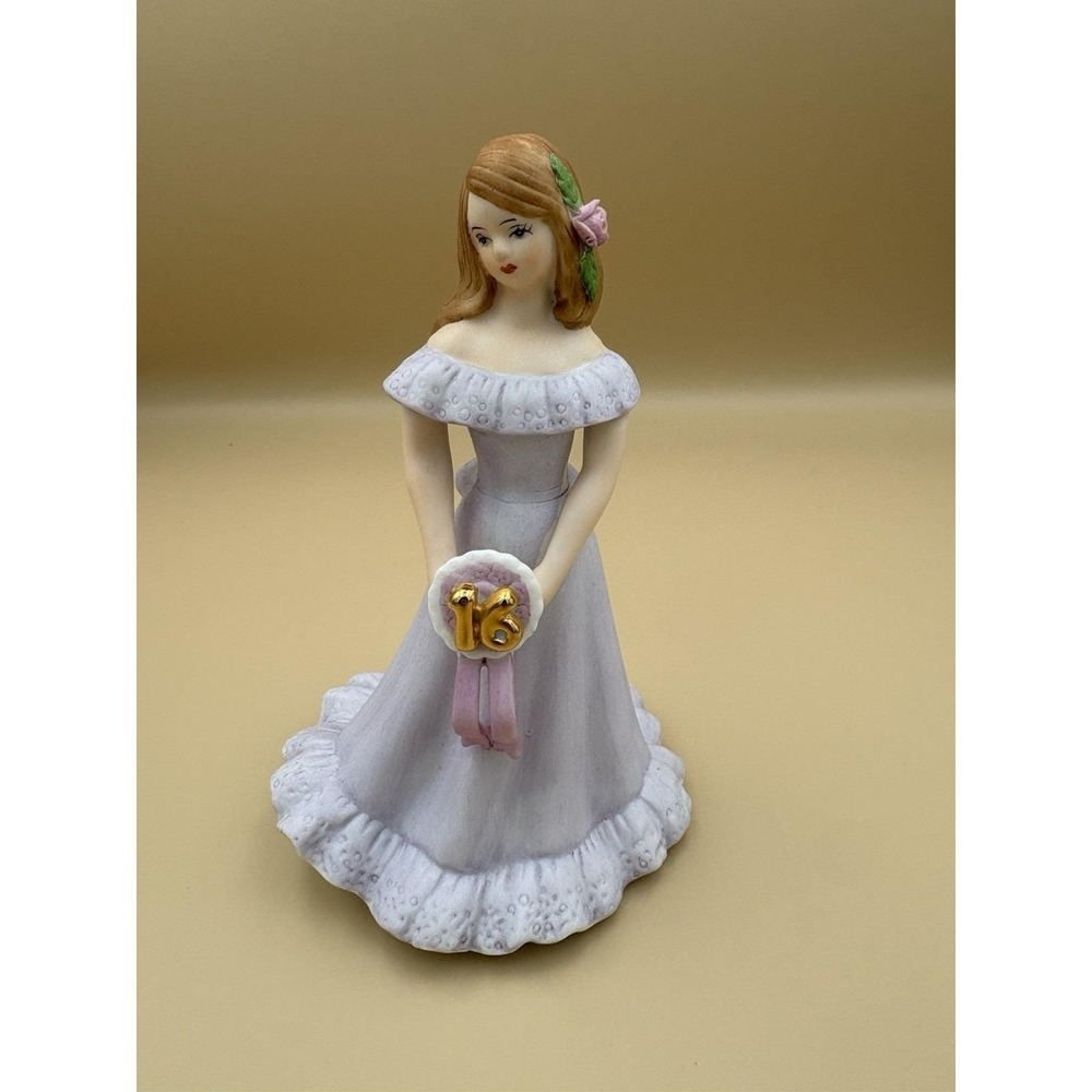 ENESCO Growing Up Birthday Girls Age 16 Porcelain Figurine Brunette 1982 Vintage